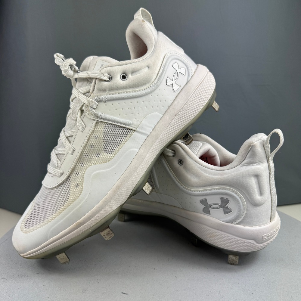 Under Armour Charged Microtips Baseball Cleats Men's 9.5 White 3024328-100